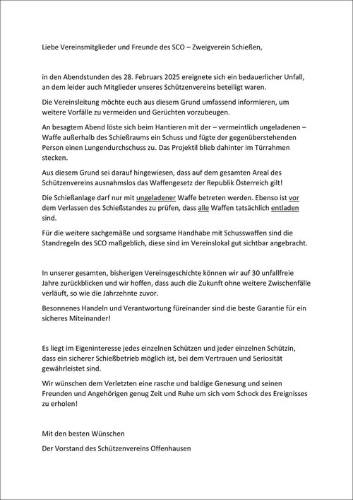 Stellungnahme SC Offenhausen